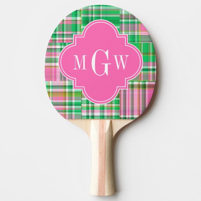 Emerald Shock rosa Preppy Patchwork Madras Monogra Pingisracket (Framsidan)