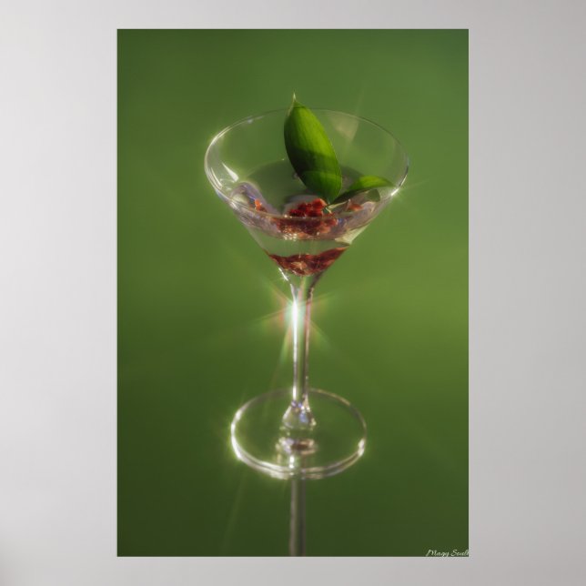 Emerald Sip: Botanisk Trädgård Cocktail Art Poster (Framsidan)