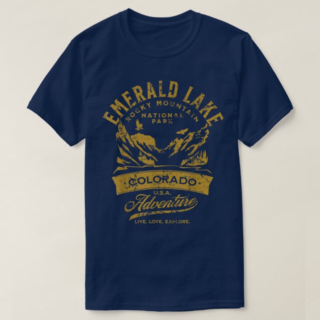 Emerald Sjö Rocky Mountain National Park Distress T Shirt (Design framsida)