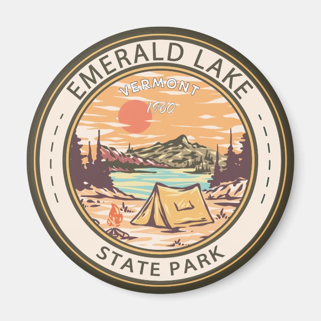 Emerald Sjö State Park Vermont Badge Magnet (Framsidan)