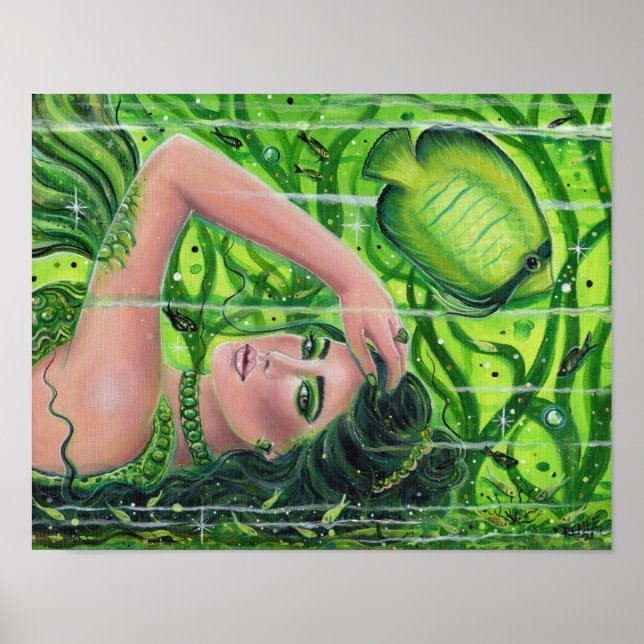 Emerald sjöjungfru art av Renee L. Lavoie Poster (Framsidan)