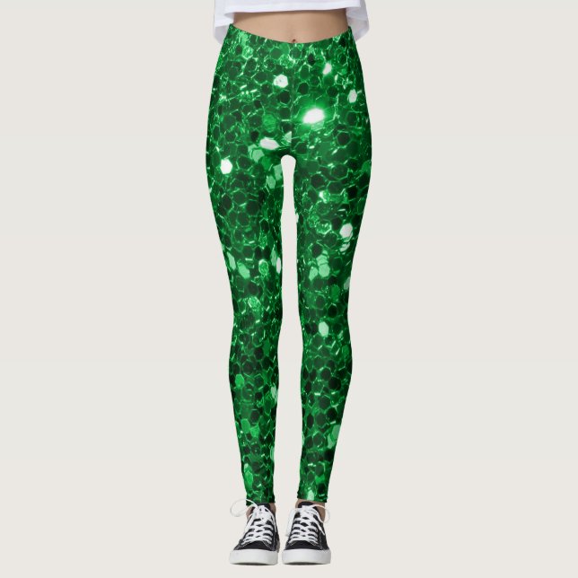 Emerald Sjöjungfru Glitter Leggings (Framsida)