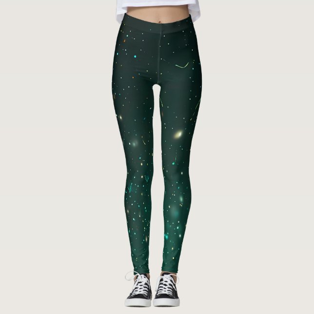 Emerald Sparkle Galaxy Leggings (Framsida)