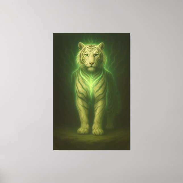 Emerald Spirit White Tiger – Forest Aura Divine Fa Canvastryck (Framsida)