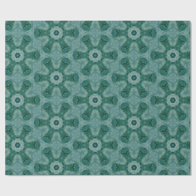 Emerald Starburst Kaleidoscope Presentpapper (Platt)