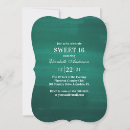 Emerald Sweet 16. Modern grönt 16:e födelsedag Inbjudningar