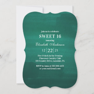Emerald Sweet 16. Modern grönt 16:e födelsedag Inbjudningar