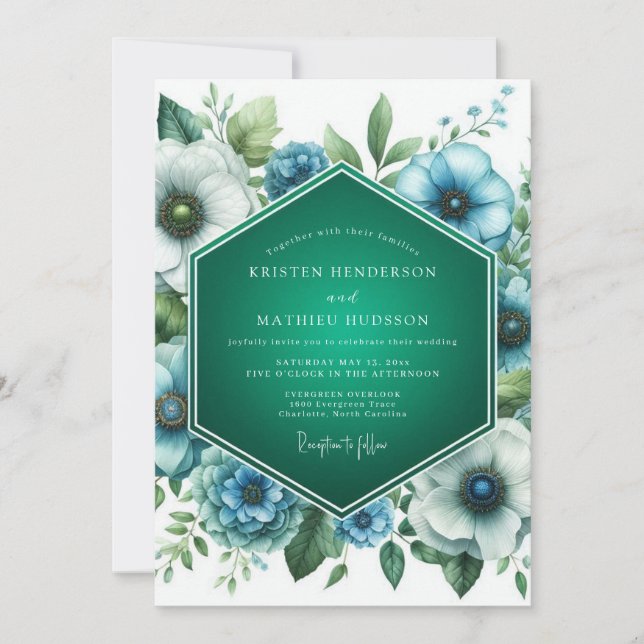 Emerald Teal Palette Wedding Inbjudningar (Framsida)