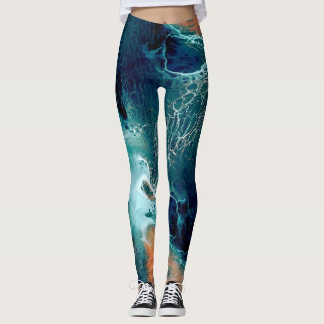 Emerald Tides in Motion Leggings (Framsida)