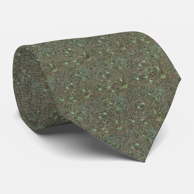 Emerald Trädgårds Slipsklämma – Texturerad Blomma Slips (Rullad)