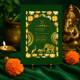 Emerald traditionell Marigold Hindu Bröllop OSA Kort