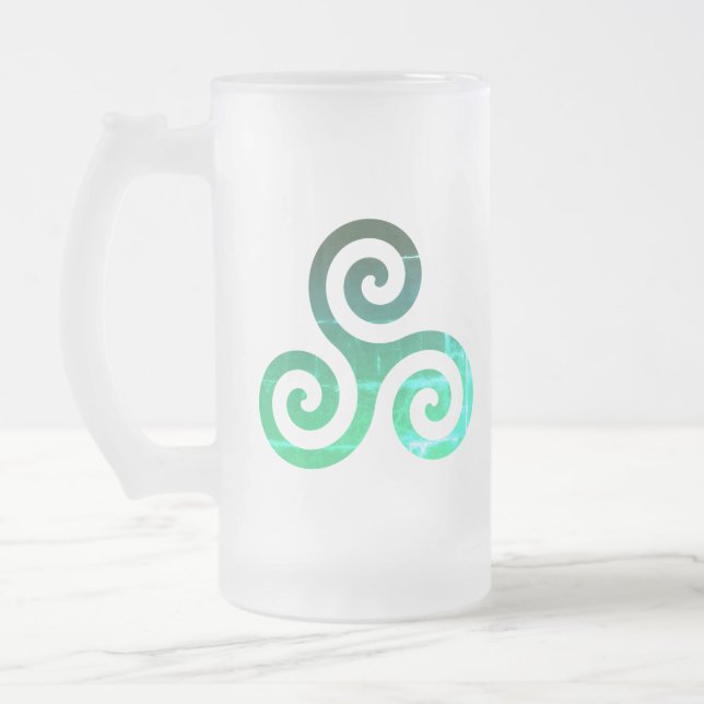 Emerald Triskele Ancient Celtic Symbol Frostat Ölglas (Vänster)
