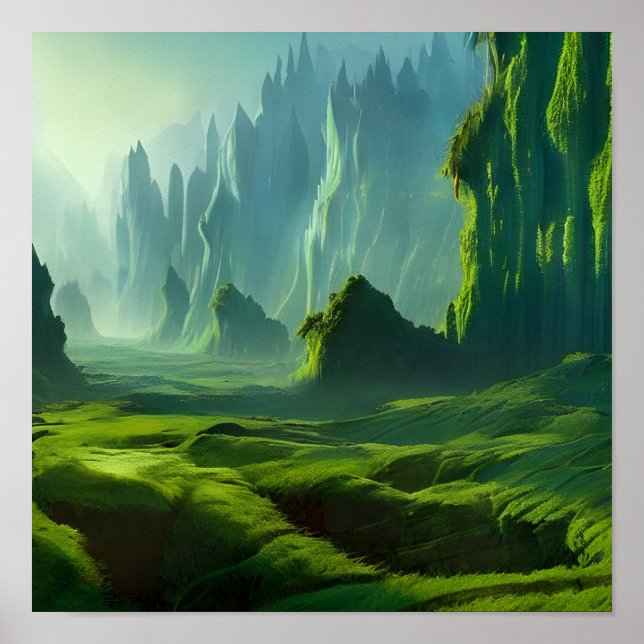 Emerald Valley Fantasy Art Poster (Framsidan)