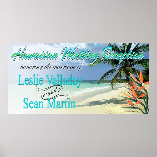 Emerald Vatten Hawaiian Luau Wedding Reception Poster (Framsidan)