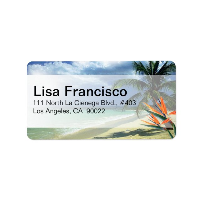 Emerald Vatten Tropical Beach Hawaii Jamaica Adressetikett (Framsidan)