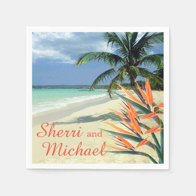 EMERALD VATTEN Tropical Beach Wedding Pappersservett (Framsidan)