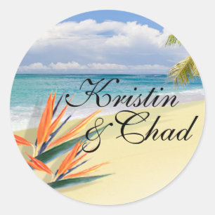 EMERALD VATTEN Tropical Beach Wedding Runt Klistermärke