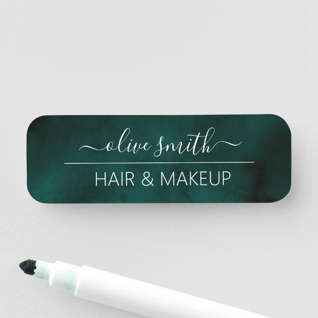 Emerald Vattencolor Monogram Namn Namnbricka (På plats)