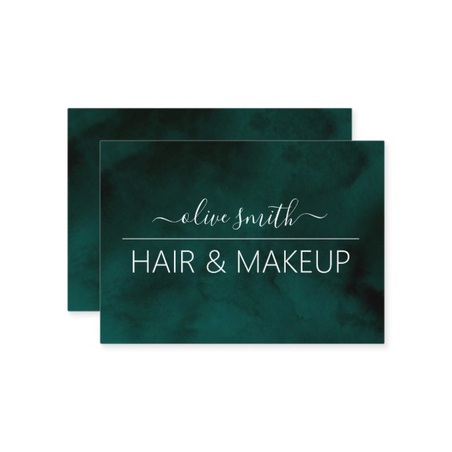 Emerald Vattencolor Monogram Namn Visitkort (Fram/Back In Situ)