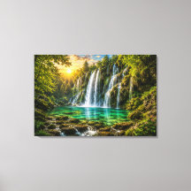 Emerald vattenfall paradis canvastryck