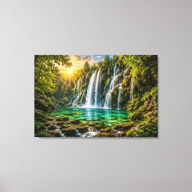 Emerald vattenfall paradis canvastryck (Framsida)