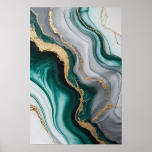 Emerald Veins: Abstrakt Marble Flow ✨ 💚 🖤 Poster