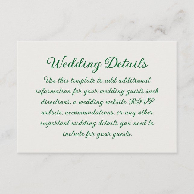 Emerald Vine Wedding Tilläggskort (Framsida)