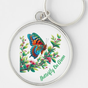 "Emerald Vingar: Nature's Keychain" Rund Silverfärgad Nyckelring