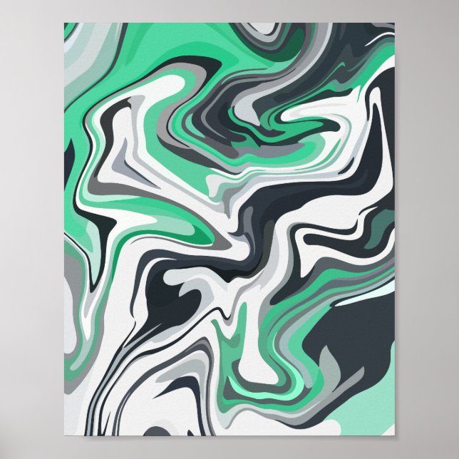 Emerald Vinkarare i Abstrakt Fluid Art Poster (Framsidan)
