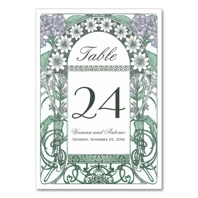Emerald Violet Garden Wedding Bordsnummers Bordsnummer (Framsidan)