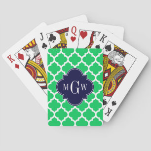 Emerald Vit Marockansk #5 Marin 3 Initial Monogram Casinokort
