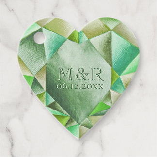Emerald Watercolor Heart 55:e Bröllop-årsdagen Gåvor Etiketter