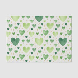 Emerald Watercolor Hearts & Gold Leaf