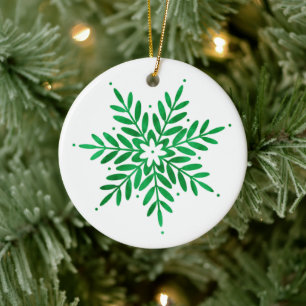 Emerald Watercolor Snowflake Julgransprydnad Keramik