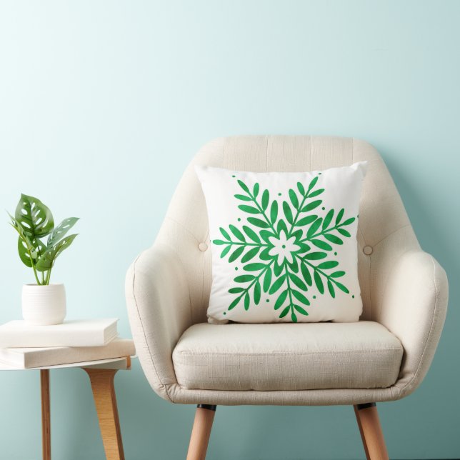 Emerald Watercolor Snowflake Kudde (Stol)