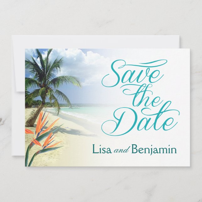 Emerald Waters Jamaicanska Beach Save the Date Inbjudningar (Framsida)