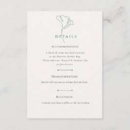 Emerald Wedding Övernattningsdetaljer kort