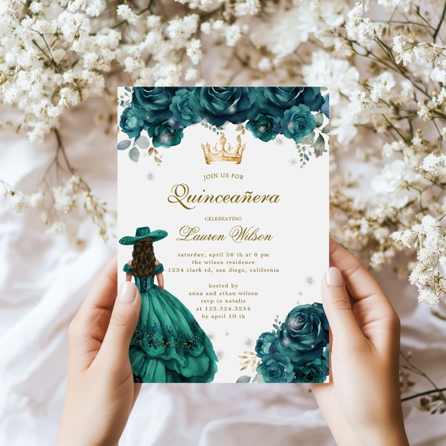 Emerald Western Wonderland Quinceanera-inbjudan Inbjudningar (Skapare uppladdad)