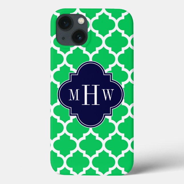 Emerald White Moroccan #5 Navy 3 Initial Monogram (Baksida)