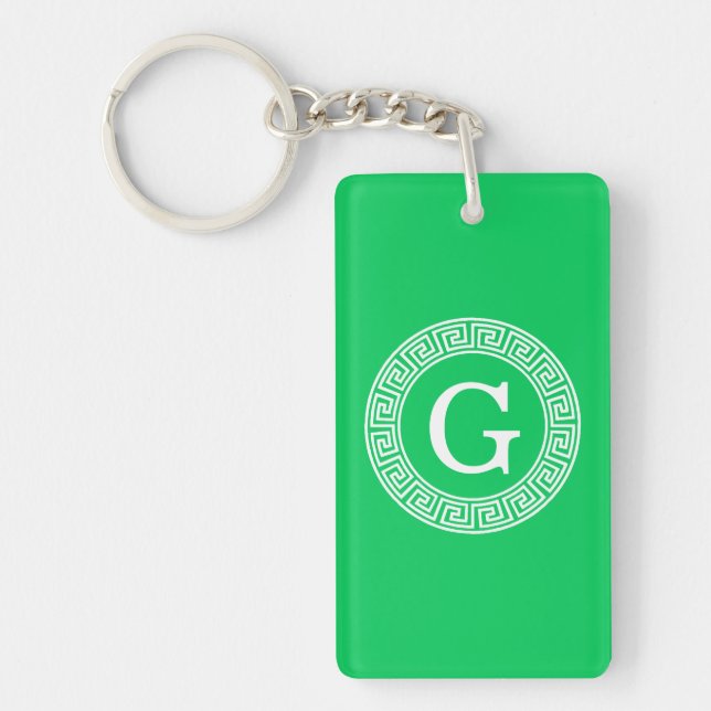 Emerald Wht Grekiska Nyckel Rnd Ram Initial Monogr (Framsidan)