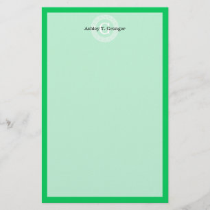 Emerald Wht Grekiska Nyckel Rnd Ram Initial Monogr Brevpapper
