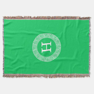 Emerald Wht Grekiska Nyckel Rnd Ram Initial Monogr Filt