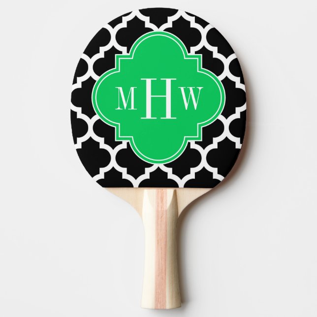 Emerald Wht Moroccan #5 Navy Namn Monogram Pingisracket (Framsidan)