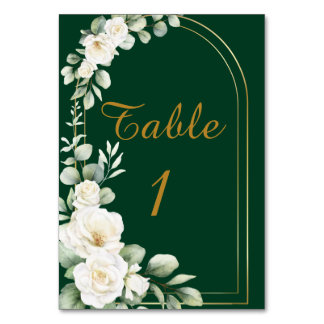 Emerald Winter Elegant Gold Floral Wedding Bordsnummer