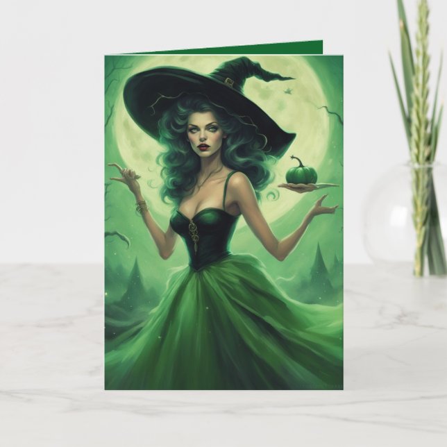 Emerald Witch curse Halloween greeting card Kort (Framsida)