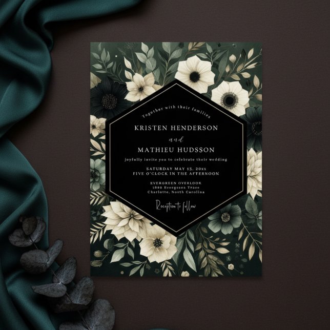 Emerald Woodland Bloom Wedding Inbjudningar (Skapare uppladdad)