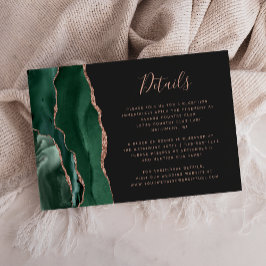 Emeraldgrön Agat Rosen Guld Bröllopsdetaljer Tilläggskort