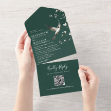 Emeraldgrön Chinoiserie Blommig QR-kod Bröllop