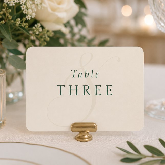 Emeraldgrön guldmonogram bordskort för bröllop (Elegant Emerald Green Gold Monogram Wedding Table)