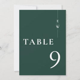 Emeraldgrön minimalistisk monogram bordskort